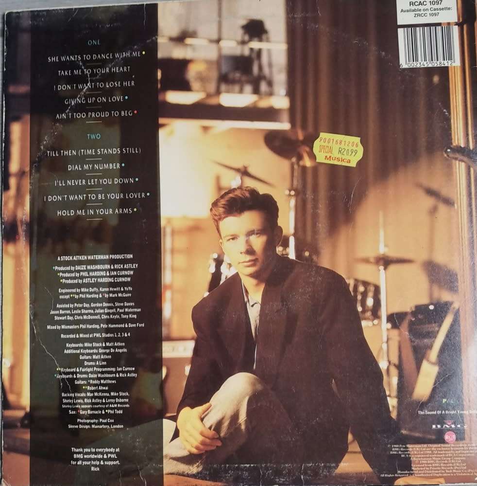 RICK ASTLEY - HOLD ME IN YOUR ARMS - VINYL LP