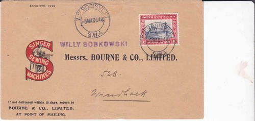 SWA. Postal History. Cover with scarce Witbooisvlei cancel!