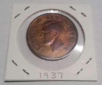 Union of South Africa One Penny Coin 1937 : #010
