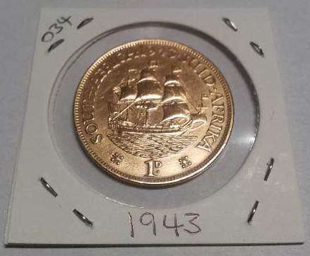 Union of South Africa One Penny Coins 1943-58 : [#034-037-041-081-051-079]