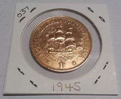 Union of South Africa One Penny Coins 1943-58 : [#034-037-041-081-051-079]