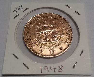 Union of South Africa One Penny Coin 1948 : #047