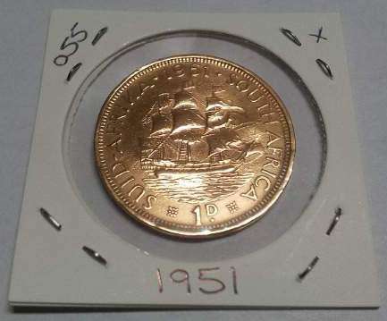 Union of South Africa One Penny Coin 1951 : #055