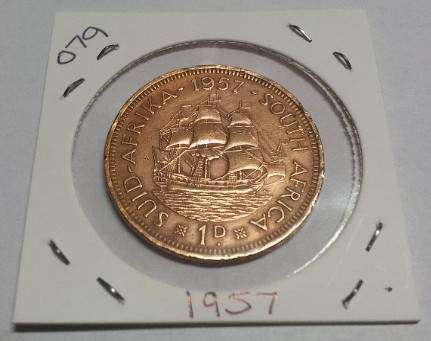 Union of South Africa One Penny Coins 1943-58 : [#034-037-041-081-051-079]
