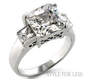 STYLISH SIMULATED DIAMOND 18K WHITE GOLD PLATED RING