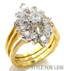 BEAUTIFUL SIMULATED DIAMOND 18K GOLD PLATED WEDDING RING SET