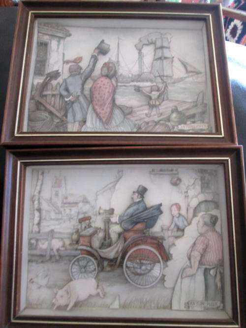 2 Vintage Collectable Anton Pieck Shadow Box Pictures - POSTAGE R40