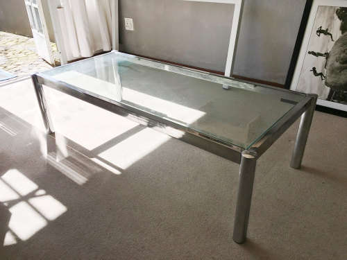 Chrome and glass coffee table R400