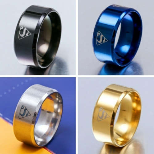 10MM Stainless Steel titanium Superman Ring Size 6-13