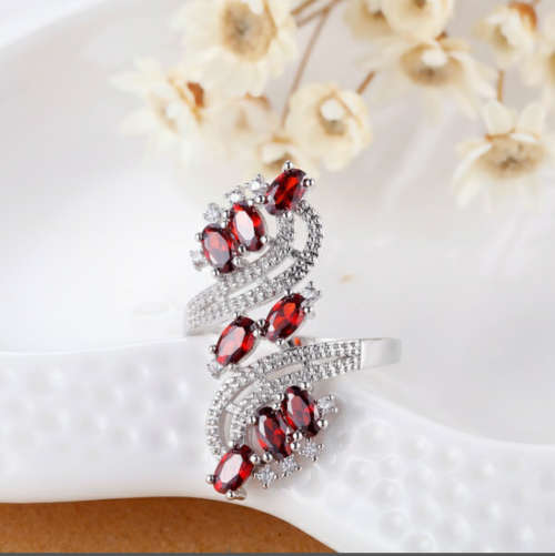 Zircon 925 Sterling Silver Simulated Diamond Rings for Women size 6-9