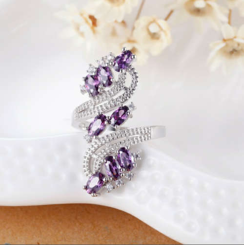 Zircon 925 Sterling Silver Simulated Diamond Rings for Women size 6-9