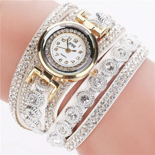 Rhinestone bracelet wrap watch
