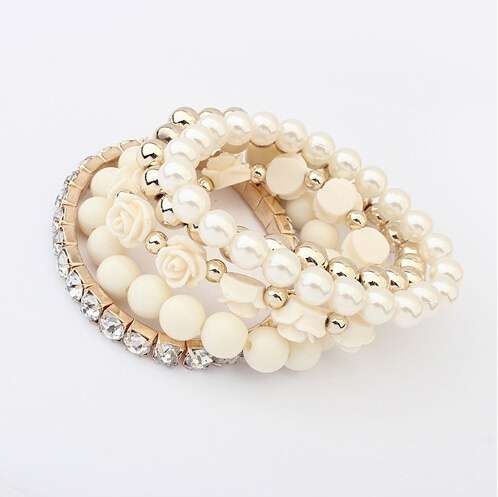 Pearl Rose Bangle set - White