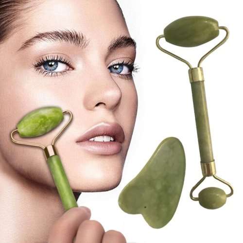 Jade Massage Roller Gua Sha Set