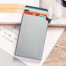 Slide Up Credit Card Wallet Anti-Theft RFID with Money Pocket