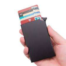 Slide Up Credit Card Wallet Anti-Theft RFID with Money Pocket