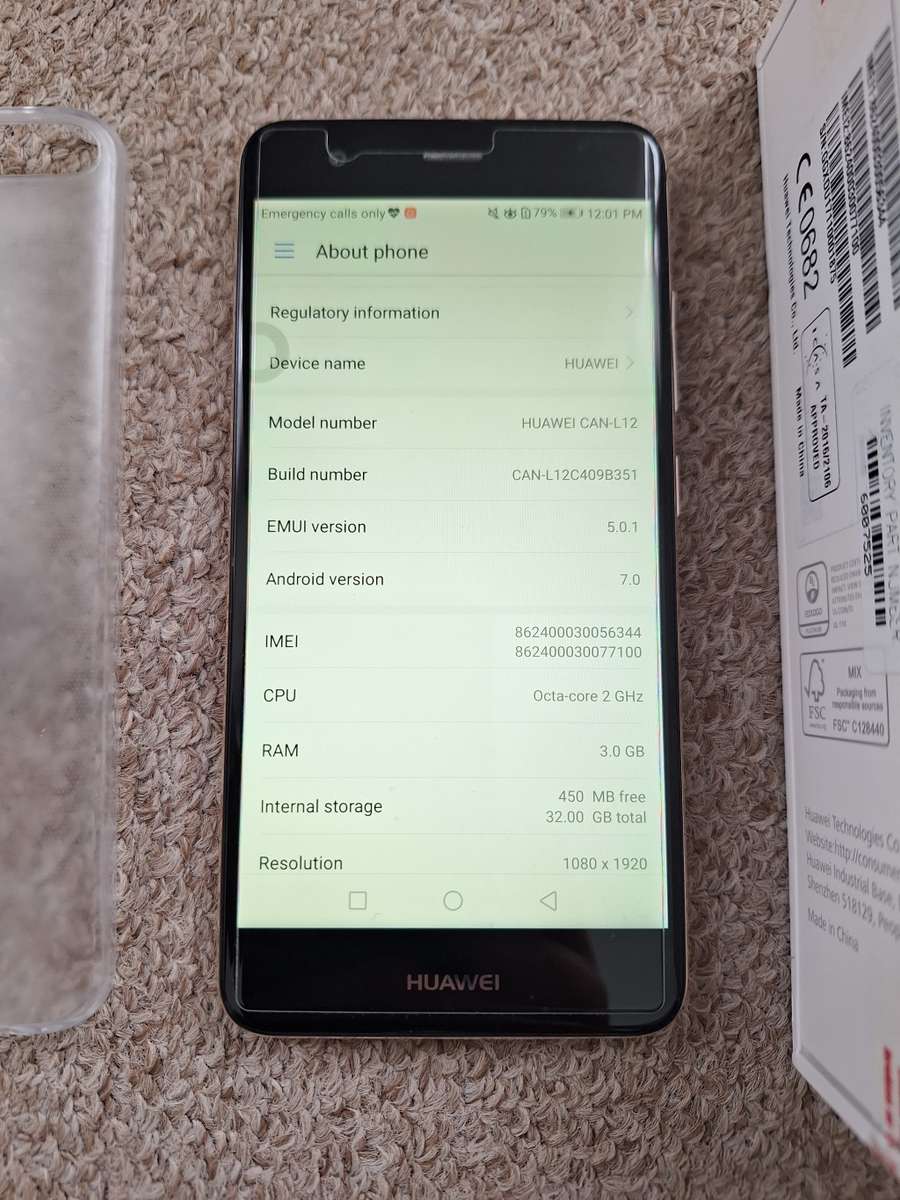 Huawei nova 1 32gb dual sim with box and accessories