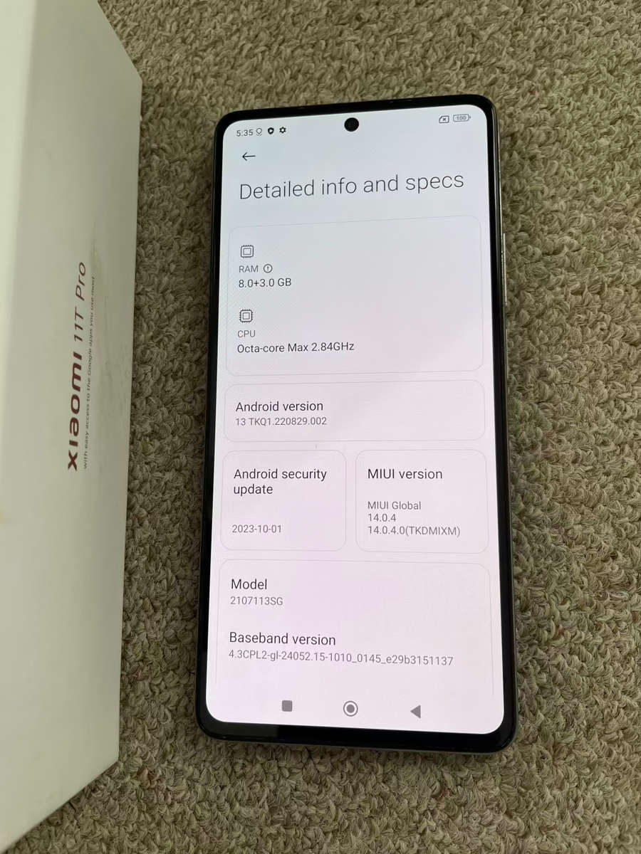 Xiaomi 11t pro 5G 256gb 11gb ram with box and original 120w superfast charger