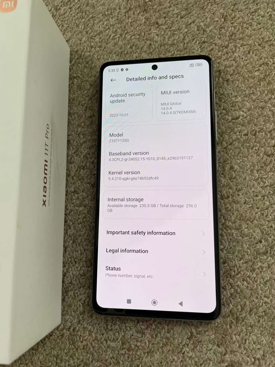 Xiaomi 11t pro 5G 256gb 11gb ram with box and original 120w superfast charger