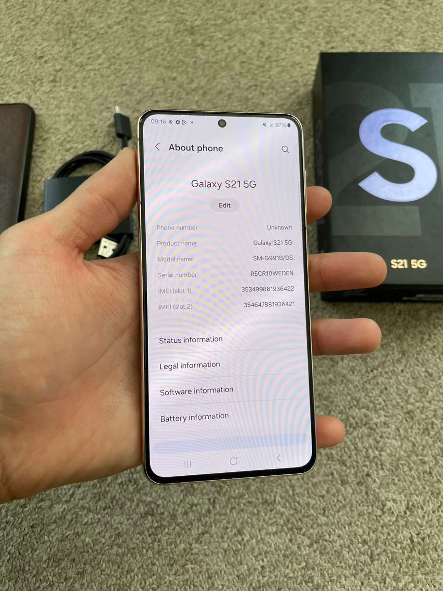 Samsung S21 5G 256gb Dual SIM phantom violet with box and cover