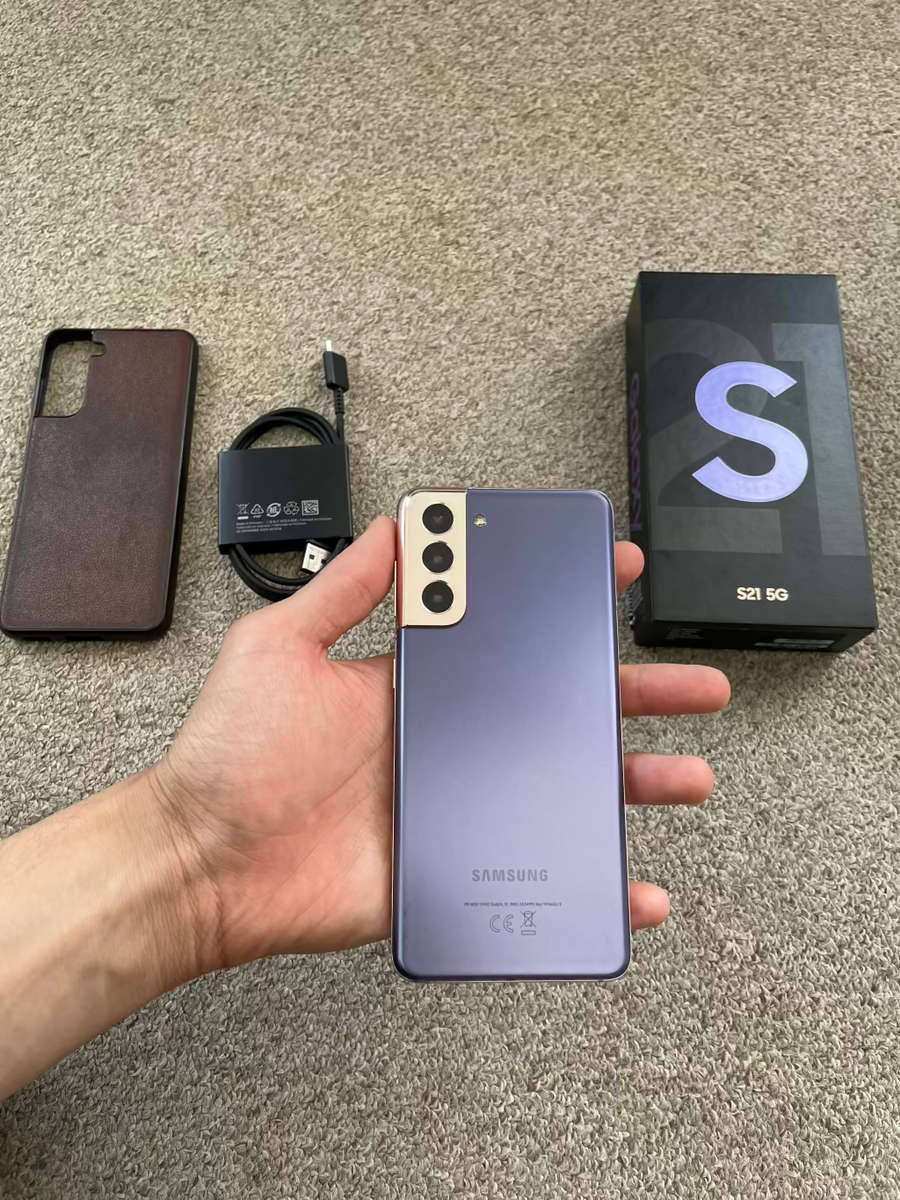 Samsung S21 5G 256gb Dual SIM phantom violet with box and cover