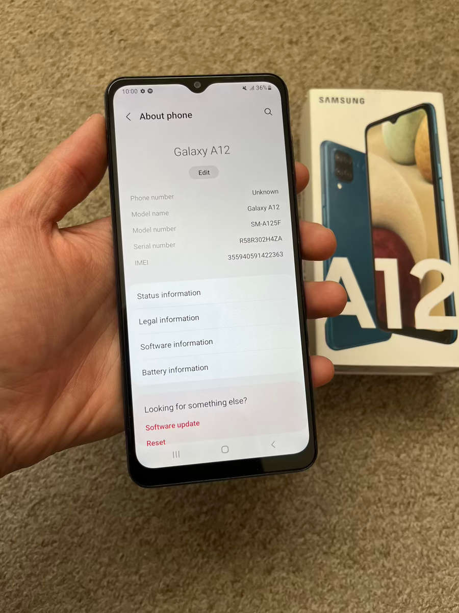 Samsung A12 64gb 4gb ram with box