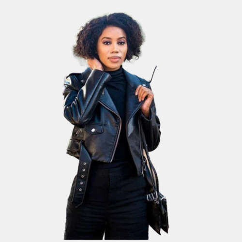 Women Faux Leather Biker Jacket Black - S