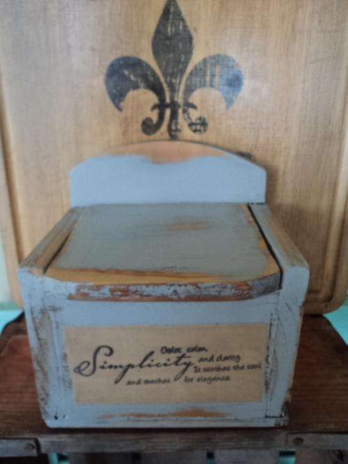 FRENCH INSPIRED DISTRESSED SALT BOX - UPCYCLED FRENCH GEY