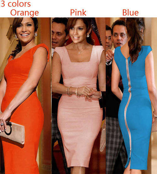 ****Celeb Style Orange with Silver Zip Ladies Dress******