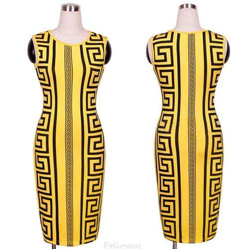 AZTEX PRINT  BODYCON PENCIL DRESS