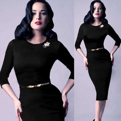 GORGEOUS BLACK DRESS WITH  BROOCH BUSINESS OR ANY  OCCASION DRESS