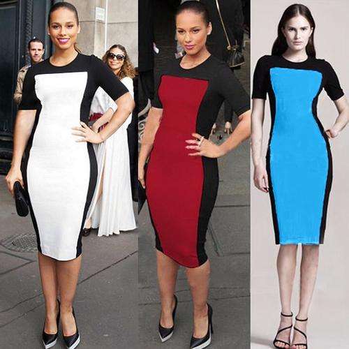 GORGEOUS BLUE BLACK  BODYCON WORK PARTY OFFICEDRESS