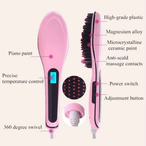 PINK - LCD HAIR STRAIGHTENING BRUSH !!!!!!!!!!!!!!!!