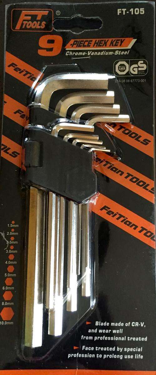 9 PIECE BALL POINT HEX KEY