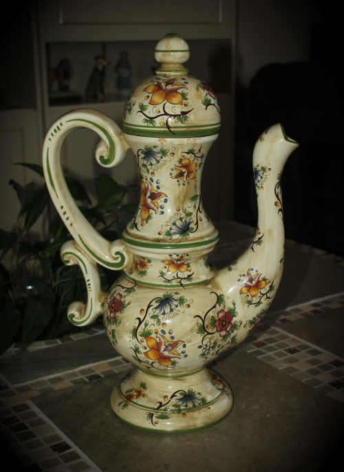 Vintage Capodimonte large handled urn vase with lid -made in Italy - no damage 500x300mm