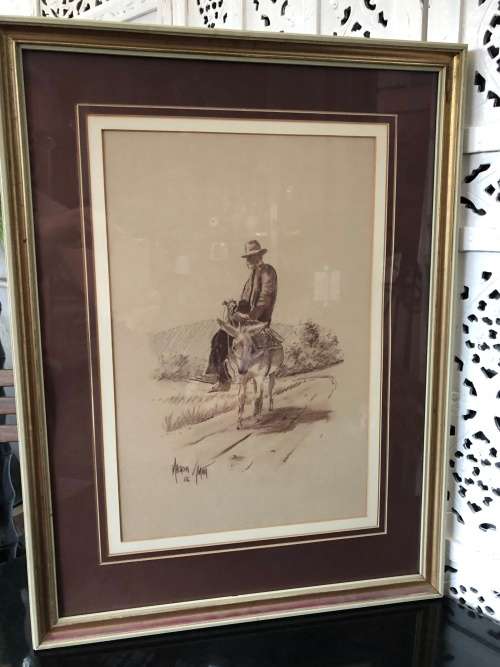 INVESTMENT ART!! MALACHI SMITH (1948-2012) SA ARTIST ORIGINAL LARGE SKETCH - SIGNED AND FRAMED