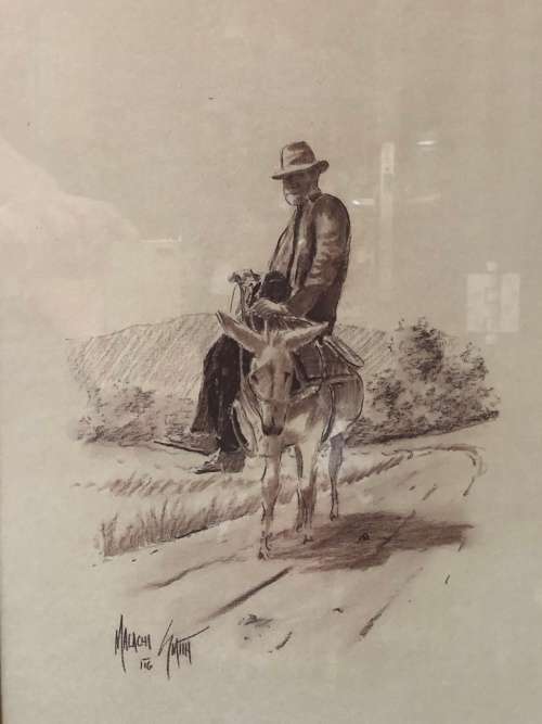 INVESTMENT ART!! MALACHI SMITH (1948-2012) SA ARTIST ORIGINAL LARGE SKETCH - SIGNED AND FRAMED