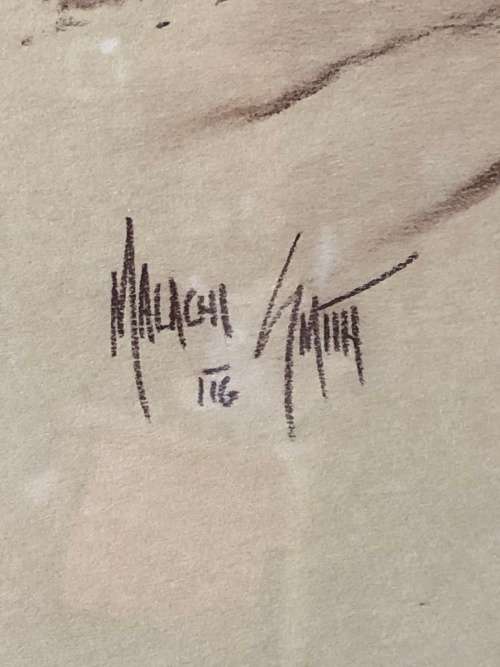 INVESTMENT ART!! MALACHI SMITH (1948-2012) SA ARTIST ORIGINAL LARGE SKETCH - SIGNED AND FRAMED