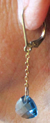 10 ct  Gold and Genuine London Blue Topaz  Earrings