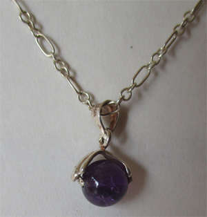 Sterling Silver Chain & Amethyst Necklace /  Pendant.