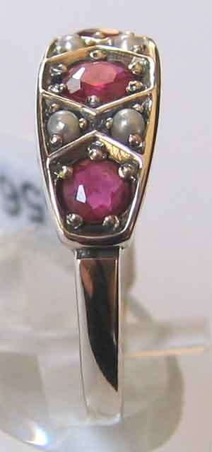 Lovey ,  Rubies and Seed Peals in Sterling Silver Ring