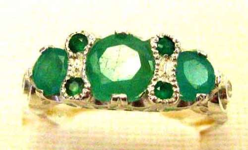Genuine Emeralds  Ring in Sterling Silver.