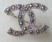 Sterling Silver and Marcasite Gucci Brooch