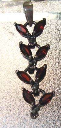 925 -Sterling Silver  Marcasite and Garnets Pendant