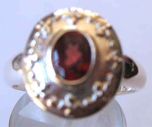 925 Solitaire Sterling Silver and Genuine Garnet  Ring