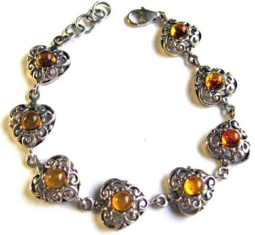 925 -Sterling Silver and Genuine Amber Bracelet
