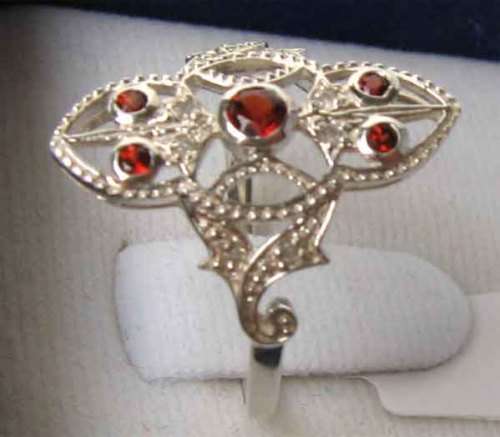 Sterling Silver and Genuine Garnets  Ring
