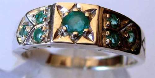 Genuine Emeralds in Sterling Silver  Ring