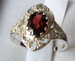 Natural garnet and seed pearls in solid Sterling Silver Ring