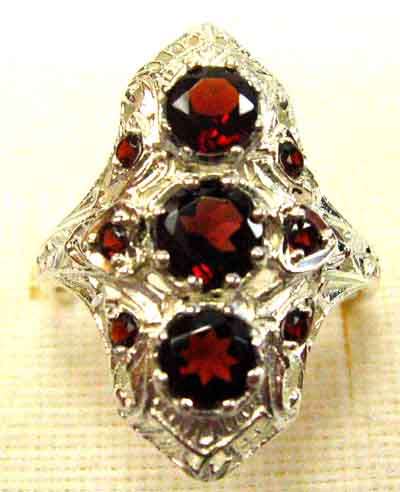 Beautiful-Sterling Silver and Genuine Garnets Ring